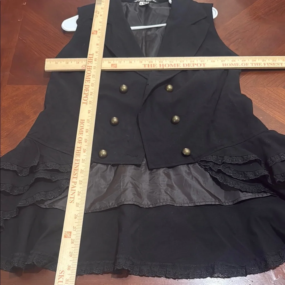 Spin doctor Black Ruffled Tiered Steampunk Blazer goth witchy Beatrice waistcoat - Picture 12 of 14